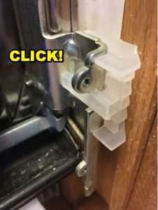 putting plastic door spacer back bosch dishwasher seated click