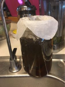 water in cold brew mason jar