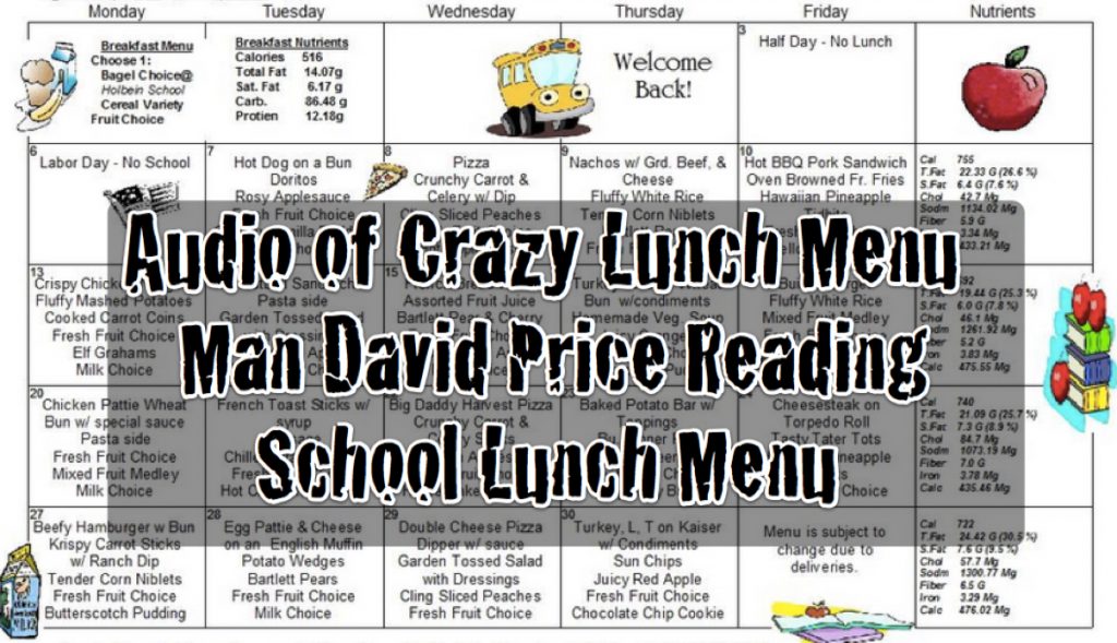 crazy lunch menu man audio